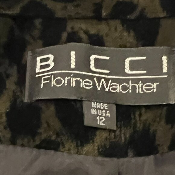 Bicci Florine Wachter Velvet Animal Print Jacket, USA, Vtg, Olive Black, 12 - Picture 3 of 13